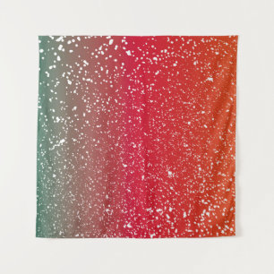 Snowfalls on colorful background vintageabstract, tapestry