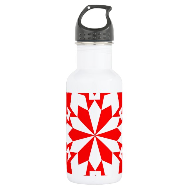 Snowflake 15 Red Water Bottle (Front)