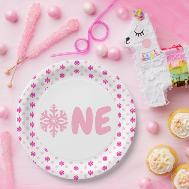 Snowflake 1st Birthday Paper Plate (Party)