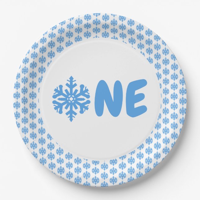 Snowflake 1st Birthday Paper Plates (Front)