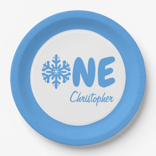 Snowflake 1st Birthday Paper Plates (Front)