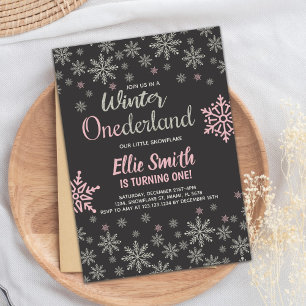 Snowflake 1st Birthday Party for Girls Invitation