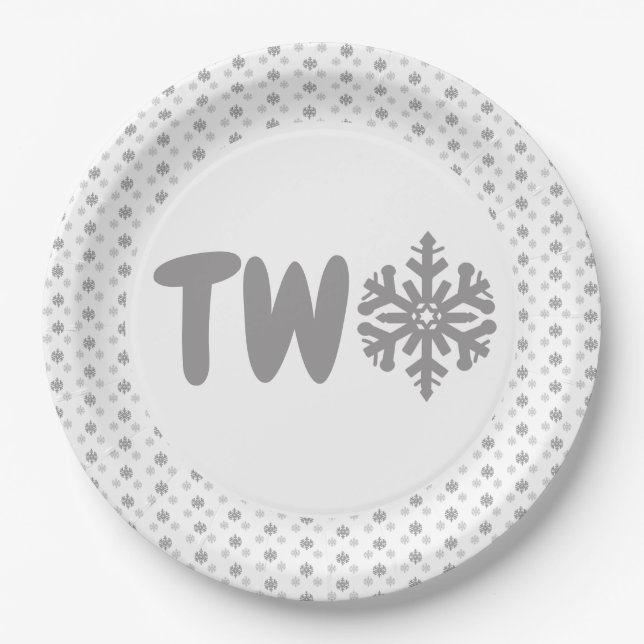 Snowflake 2nd Birthday Paper Plates (Front)