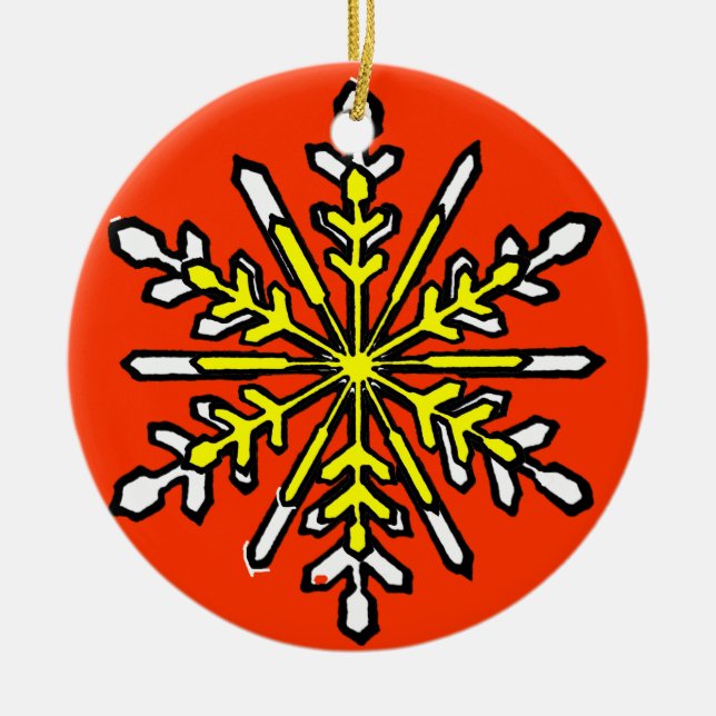 Snowflake 3 White Transp The MUSEUM Zazzle Gift... Ceramic Ornament (Front)