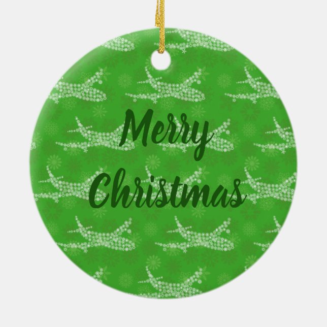 Snowflake Airplane Ceramic Ornament (Back)