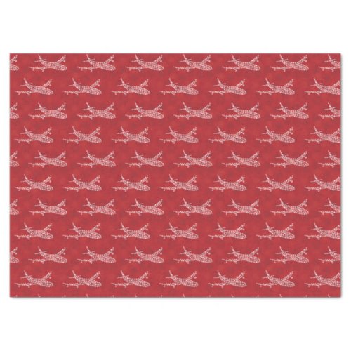 Snowflake Airplane on red Tissue Paper