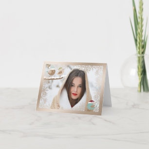 Snowflake and Birds Overlay Photo Christmas Card