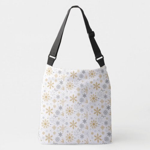 Snowflake And Circle Seamless Pattern Crossbody Bag
