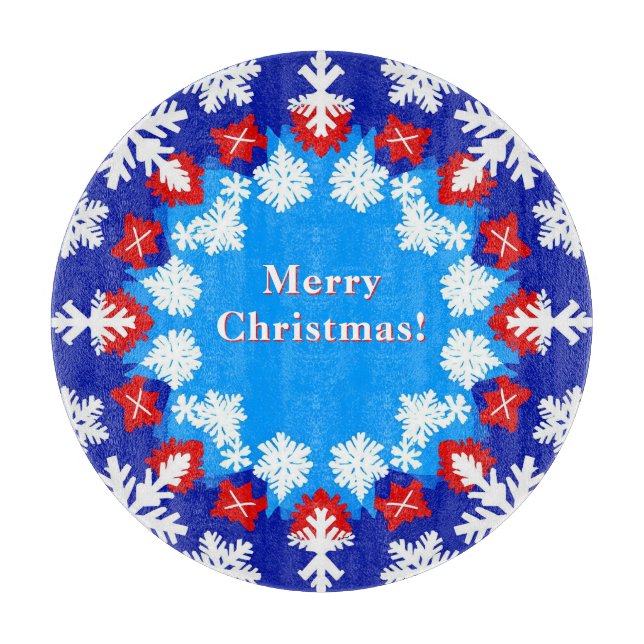 Snowflake and Gift Patterns Cutting Board (Front)
