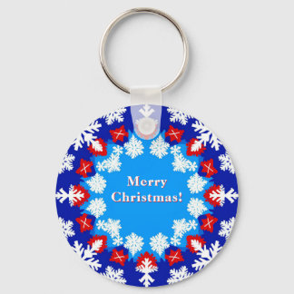 Snowflake and Gift Patterns Keychain