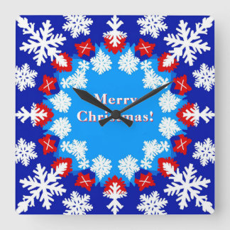Snowflake and Gift Patterns Square Wall Clock