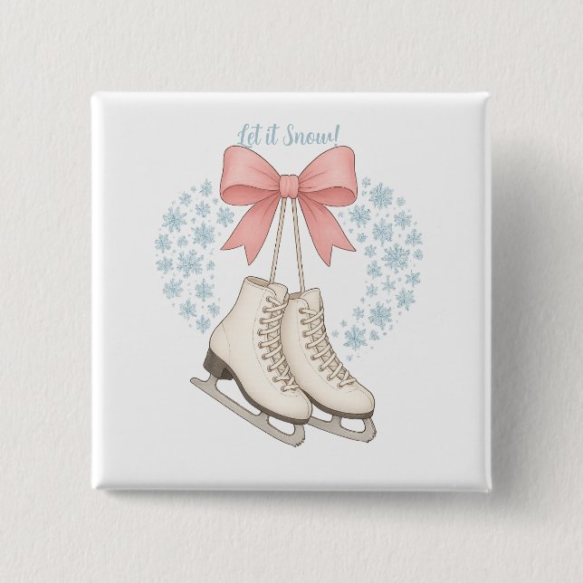 Snowflake and Ice Skates Button (Front)