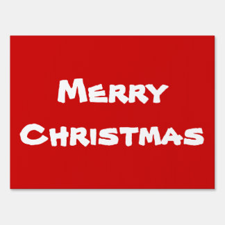 Snowflake and red Merry Christmas yard sign