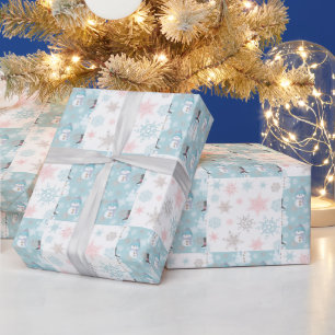 Snowflake and Snowman Cute Christmas Wrapping Paper