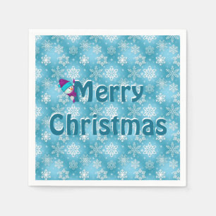 Snowflake and snowmen napkins