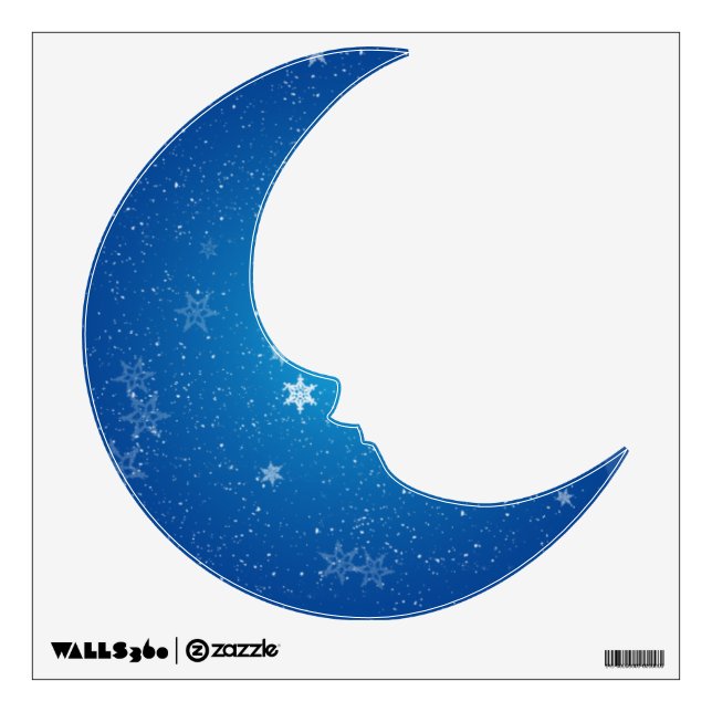 Snowflake and Sparkles Man on the Moon Wall Decal (Front)