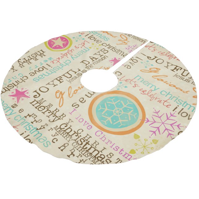 Snowflake and Typography Holiday Tree Skirt (Angled)