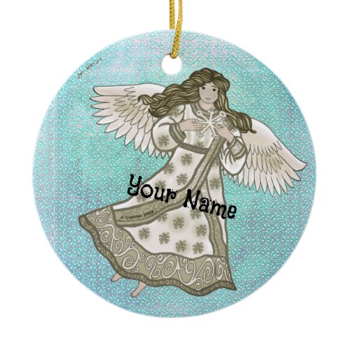 Snowflake angel  ceramic ornament