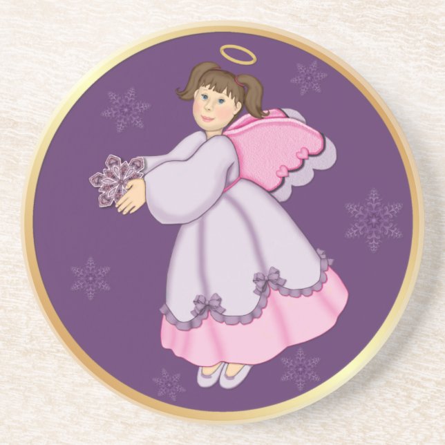 Snowflake Angel Drink Coaster (Front)