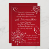Snowflake Anniversary Party Red Invitation (Front/Back)