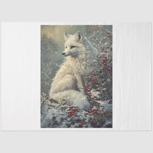 Snowflake Arctic Fox Tissue Paper (Front)