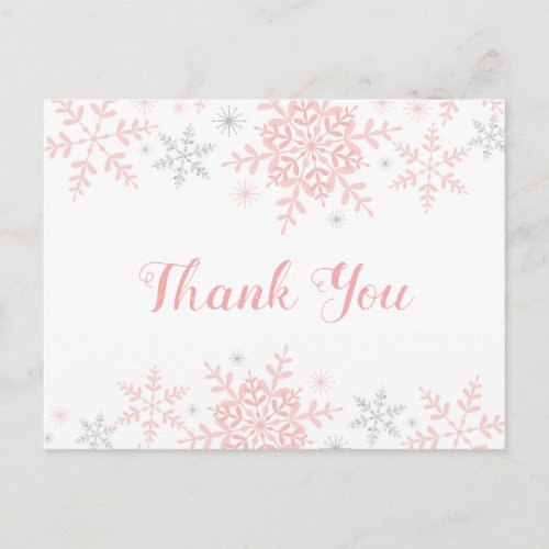 Snowflake Baby Girl Shower Thank You Postcard