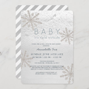 Snowflake Baby Its Cold Drive-by Baby Shower Invitation