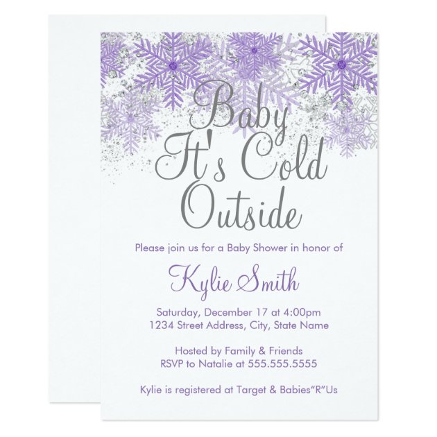 Snowflake Baby It's Cold Outside Baby Shower 1 Invitation