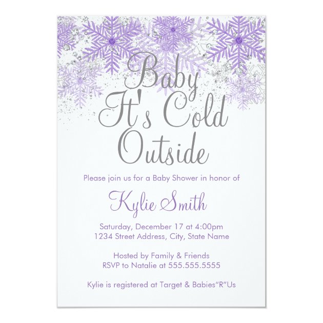 Snowflake Baby It's Cold Outside Baby Shower 1 Invitation
