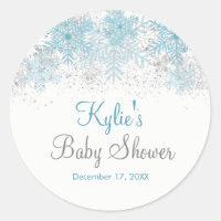 Snowflake Baby It's Cold Outside Baby Shower Classic Round Sticker