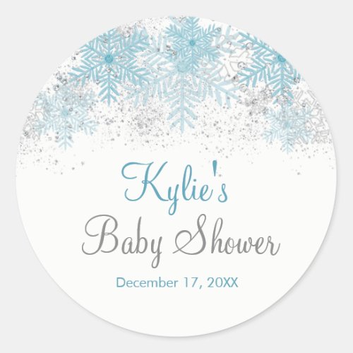 Snowflake Baby Its Cold Outside Baby Shower Classic Round Sticker