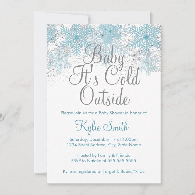 Snowflake Baby It's Cold Outside Baby Shower Invitation (Front)