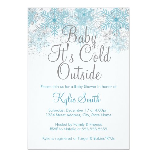 Snowflake Baby It's Cold Outside Baby Shower 5x7 Paper Invitation Card ...