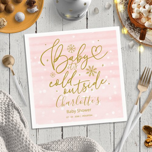 Snowflake Baby Its Cold Outside Girl Baby Shower Napkins