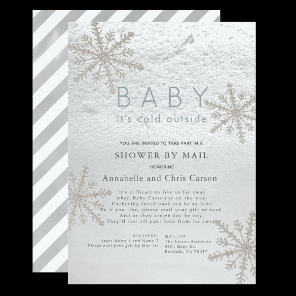 Snowflake Baby Its Cold Outside Shower by Mail Invitation