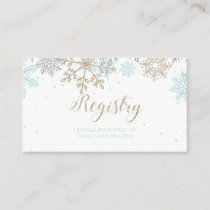 Snowflake Baby Registry Blue Gold Enclosure Card