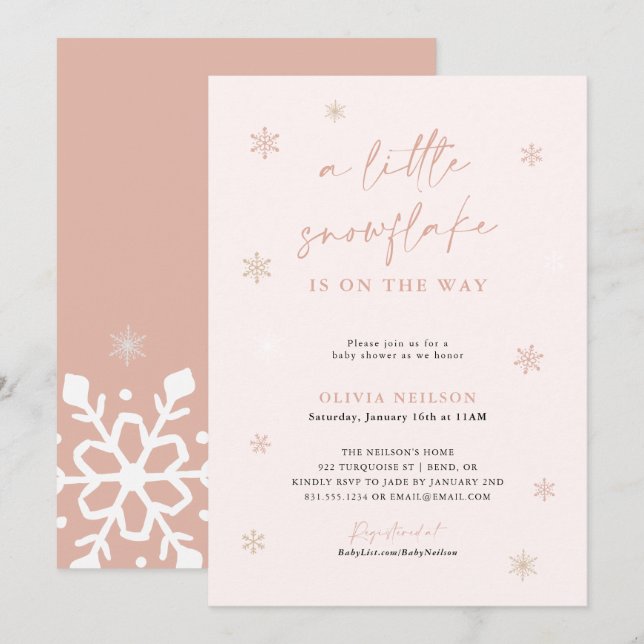 Snowflake Baby Shower | Boho Winter Wonderland Invitation (Front/Back)