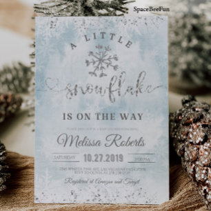 Snowflake Baby Shower Boy Invitation A little Snow