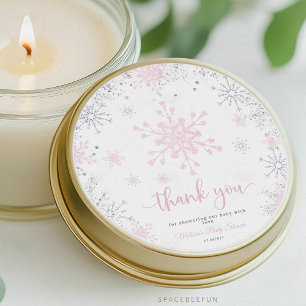 Snowflake baby shower classic round sticker