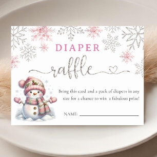 Snowflake Baby Shower Diaper Raffle  Enclosure Card