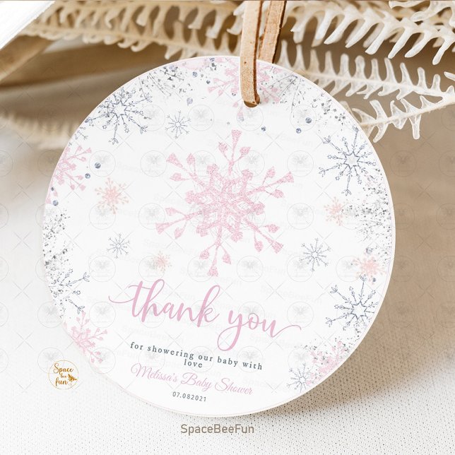 Snowflake baby shower  favor tags (Watercolor Cookies Label, perfect for snowflakes winter-themed baby showers or birthday parties. The)