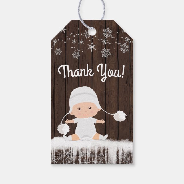 Snowflake Baby Shower Gift Tags (Front)