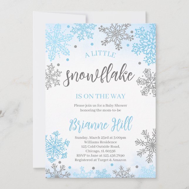 Snowflake Baby Shower Invitation (Front)
