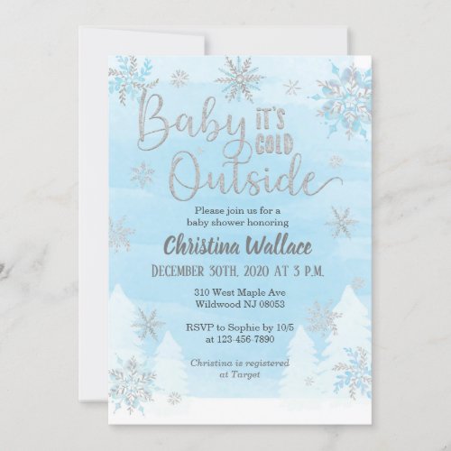 Snowflake Baby Shower Invitation for a Boy