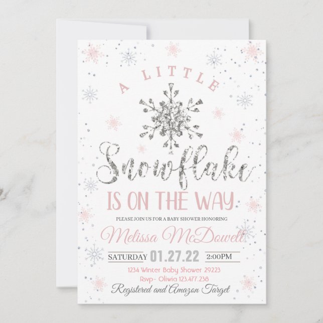 Snowflake Baby Shower Invitation Theme A little  (Front)