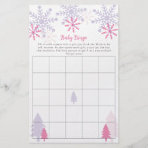 Snowflake Baby Shower Winter Bingo Game Activity Flyer