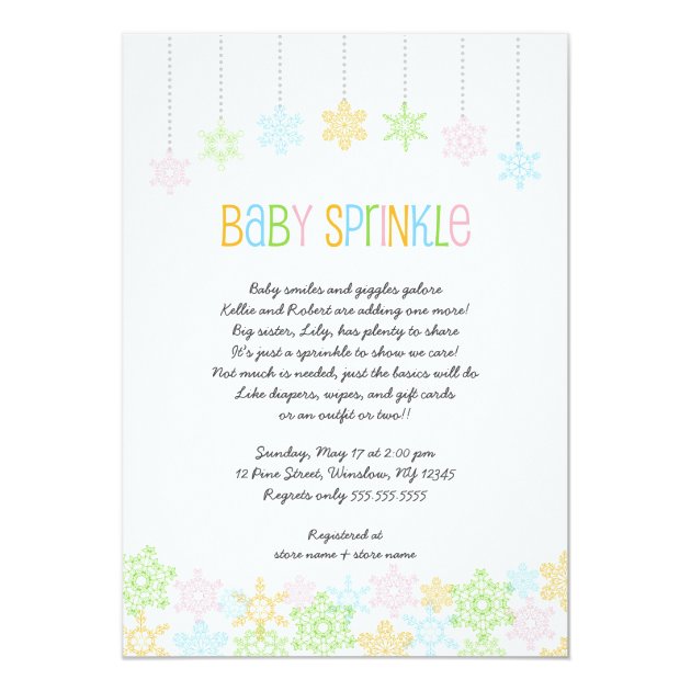 Snowflake Baby Sprinkle Invites Winter Baby Shower