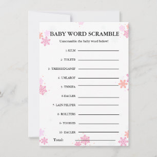 Snowflake Baby word scramble baby shower game Card