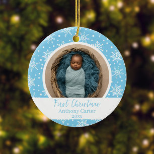 Snowflake Baby's First Christmas Ceramic Ornament
