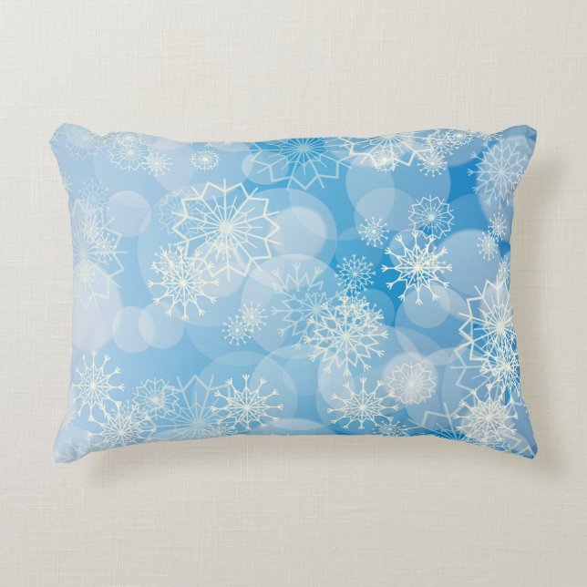 Snowflake background   accent pillow (Front)